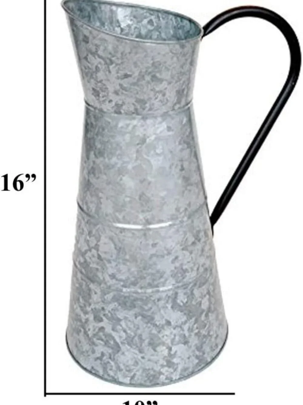 Vintage-Inspired Galvanized Metal Watering Jug, 10x16 Inch Garden Decor